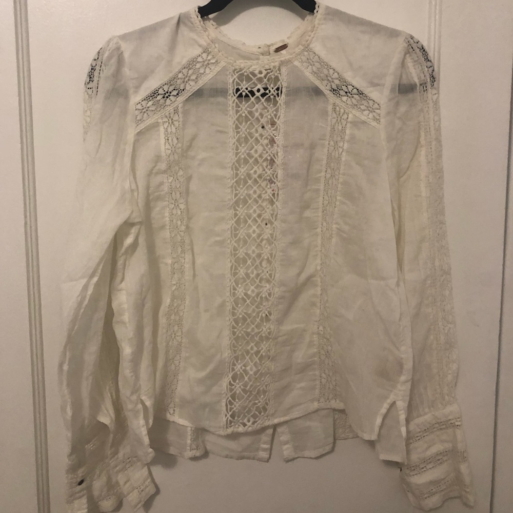 NWT Free People Victorian Blouse Ivory